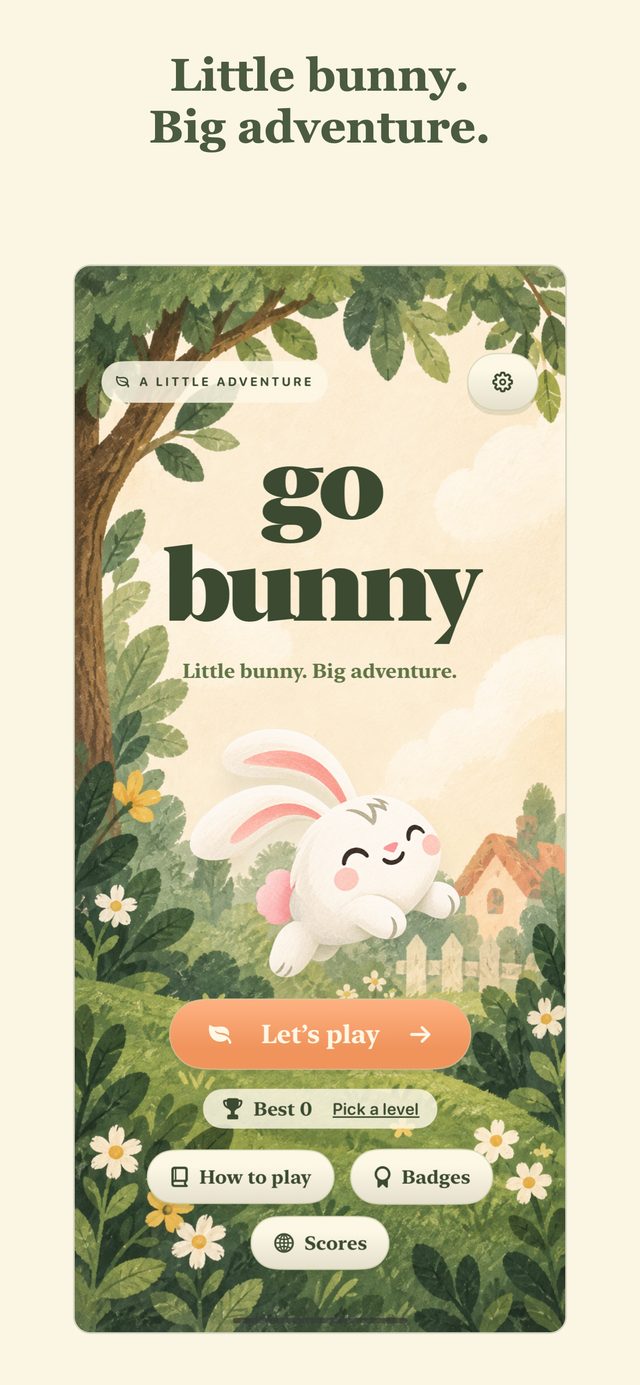 Go Bunny rebuilt: the storybook garden home screen with new illustrations