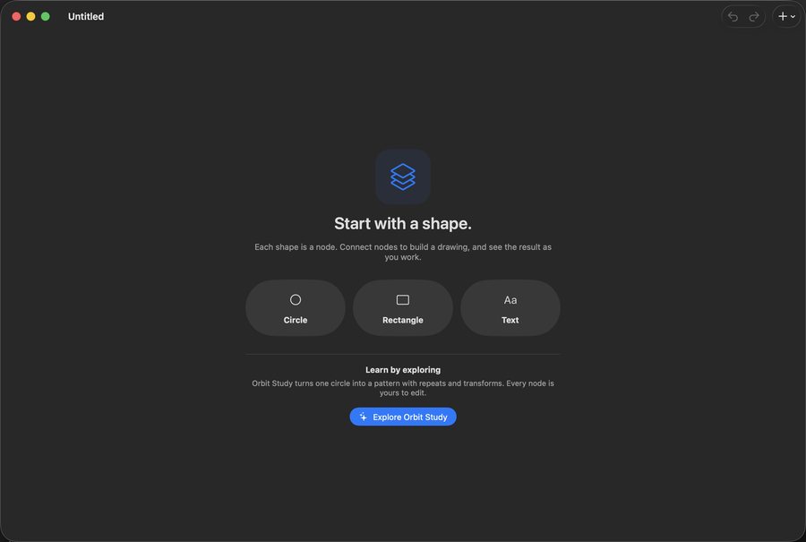 VectorFlow on the Mac: the starting choices offered to a new, empty document